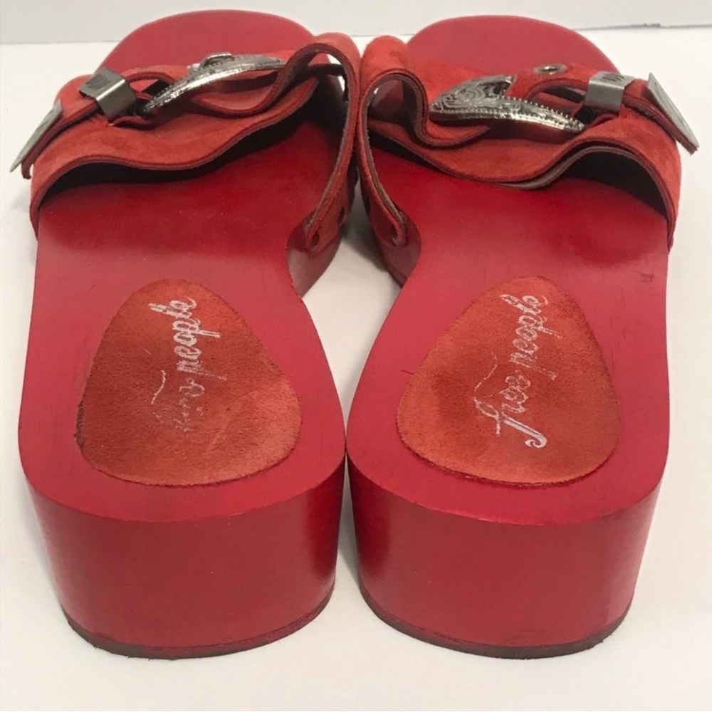 Free people Red Wood Westtown Slides Clogs  39 - Picture 10 of 12